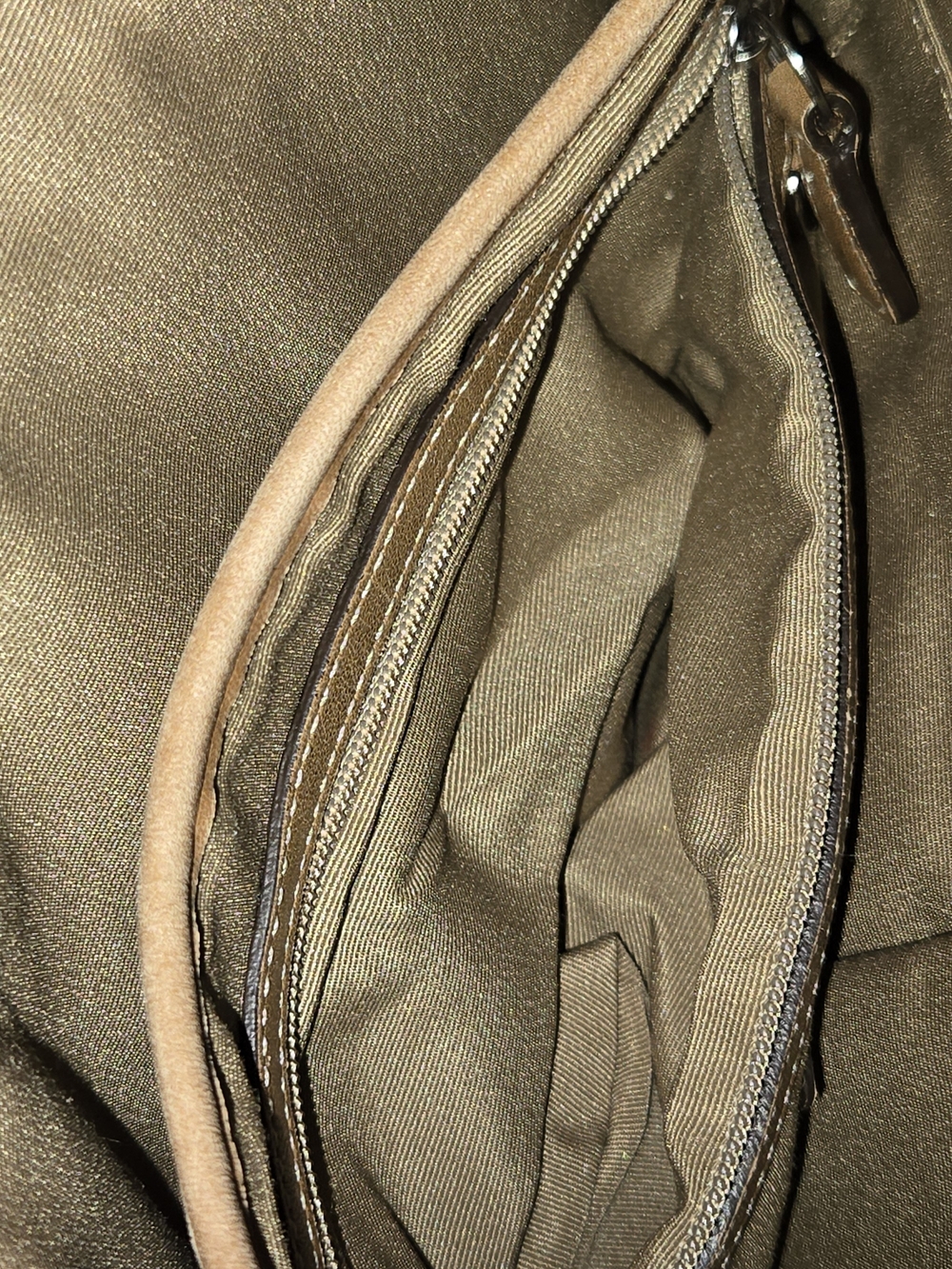 Coach Signature C Canvas Shoulder Bag Khaki Tan Leather Trim Flap Purse - Picture 6 of 10